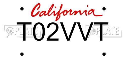 T02VVT California License Plate