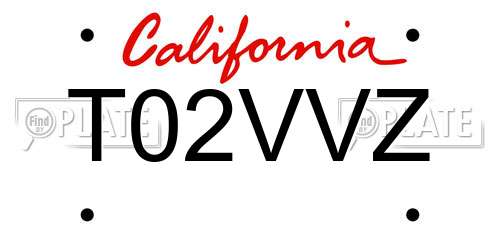 T02VVZ California License Plate