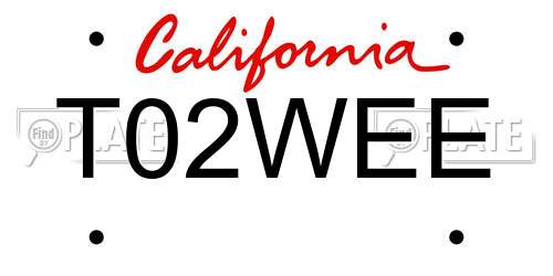 T02WEE California License Plate