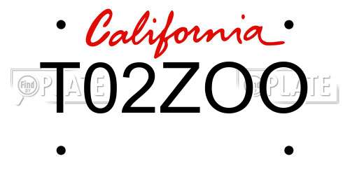 T02ZOO California License Plate