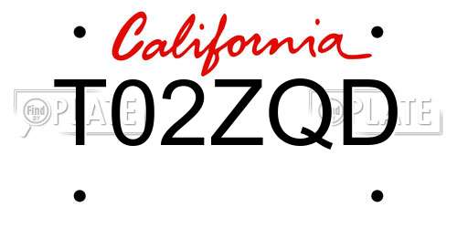 T02ZQD California License Plate