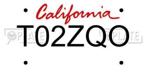 T02ZQO California License Plate
