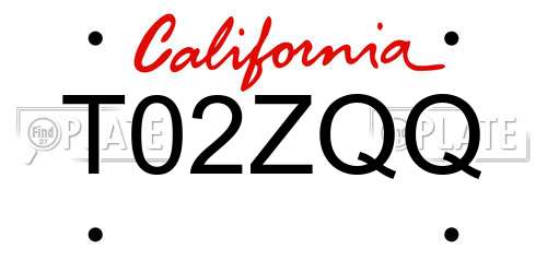 T02ZQQ California License Plate