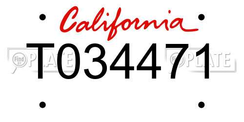 T034471 California License Plate