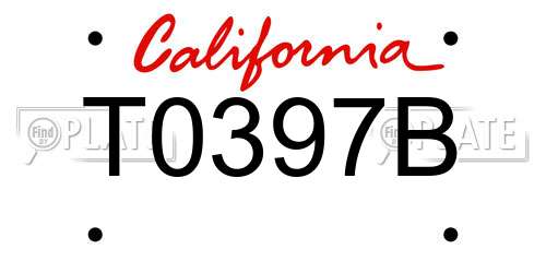 T0397B California License Plate