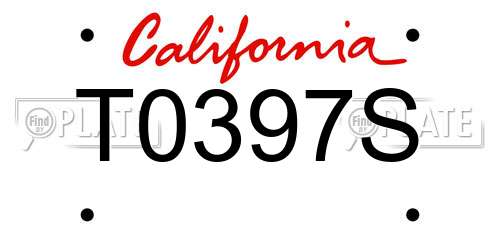 T0397S California License Plate