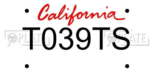 T039TS California License Plate