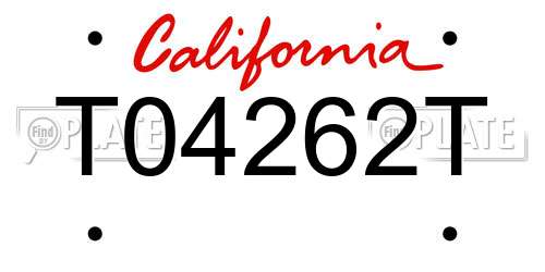 T04262T California License Plate