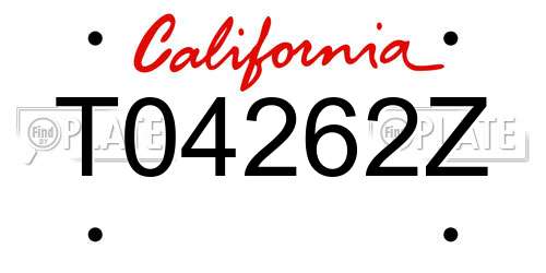 T04262Z California License Plate
