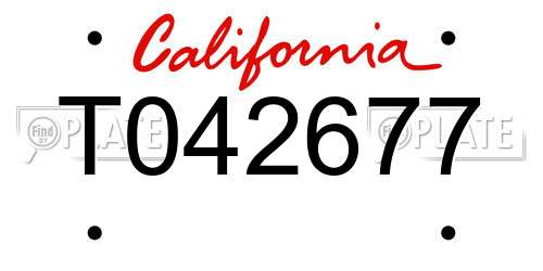 T042677 California License Plate