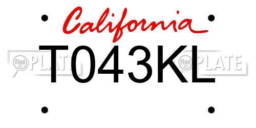T043KL California License Plate