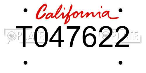 T047622 California License Plate