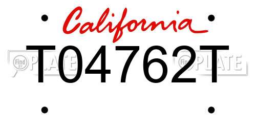 T04762T California License Plate