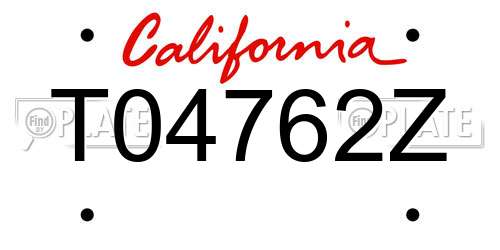 T04762Z California License Plate