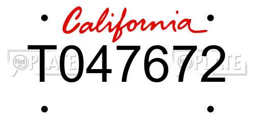 T047672 California License Plate