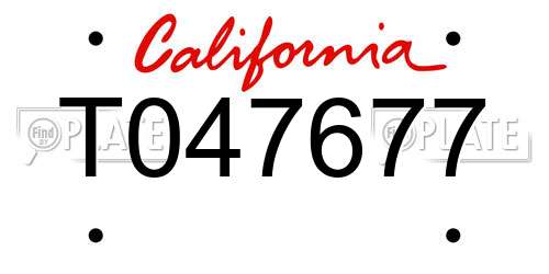 T047677 California License Plate