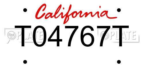 T04767T California License Plate