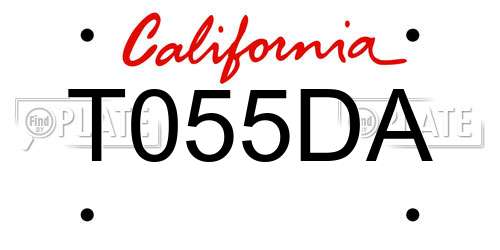 T055DA California License Plate