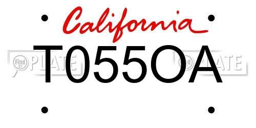 T055OA California License Plate