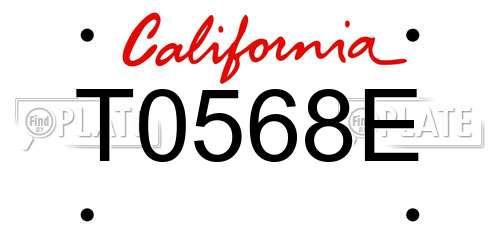T0568E California License Plate