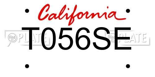 T056SE California License Plate