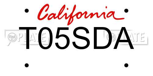 T05SDA California License Plate