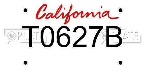 T0627B California License Plate
