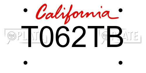 T062TB California License Plate