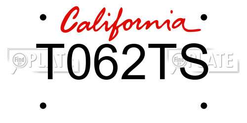 T062TS California License Plate