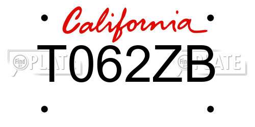 T062ZB California License Plate