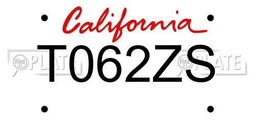 T062ZS California License Plate