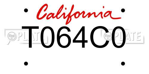 T064C0 California License Plate