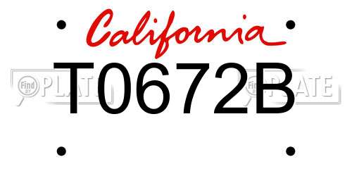 T0672B California License Plate