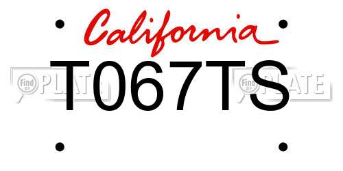 T067TS California License Plate