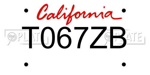 T067ZB California License Plate