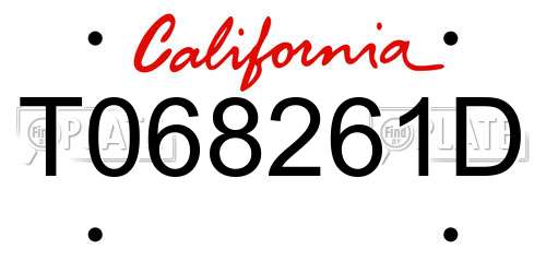 T068261D California License Plate