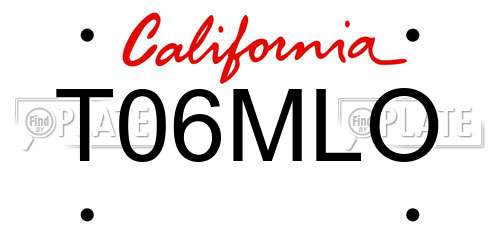 T06MLO California License Plate