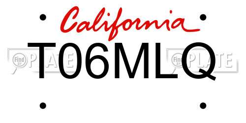 T06MLQ California License Plate