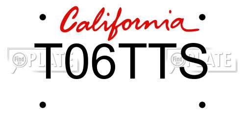 T06TTS California License Plate
