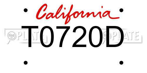 T0720D California License Plate