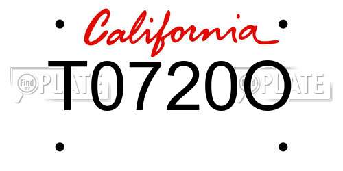 T0720O California License Plate