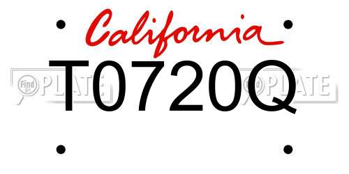 T0720Q California License Plate