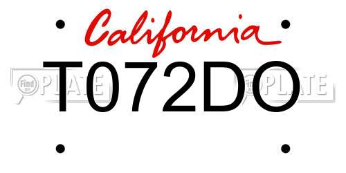T072DO California License Plate