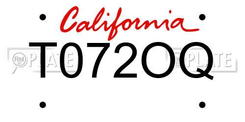 T072OQ California License Plate