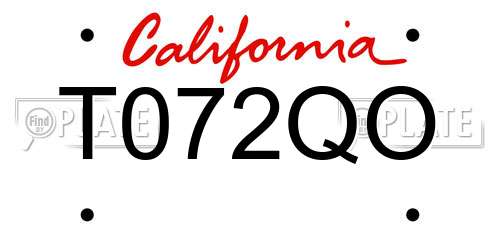 T072QO California License Plate
