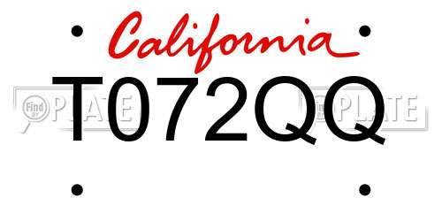 T072QQ California License Plate