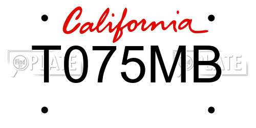 T075MB California License Plate