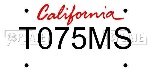 T075MS California License Plate