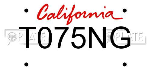 T075NG California License Plate