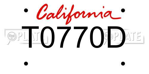 T0770D California License Plate